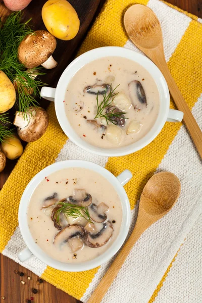 Champignon-Kartoffelsuppe — Stockfoto