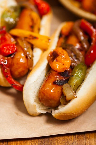 Kolbász Hot Dog vacsora — Stock Fotó