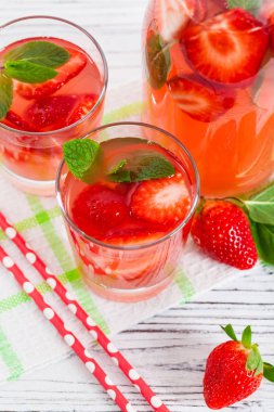 Çilek limonata içmek