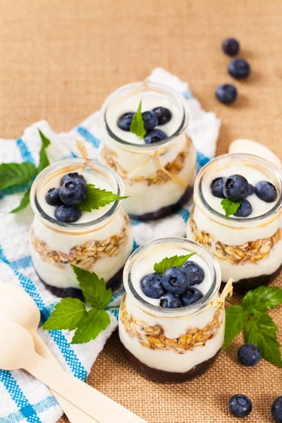 Griekse yoghurt Dessert met bosbessen — Stockfoto