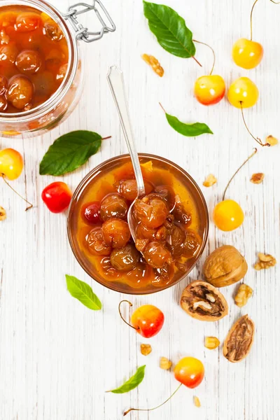 Cherry Jam with Nuts — Stock Photo, Image
