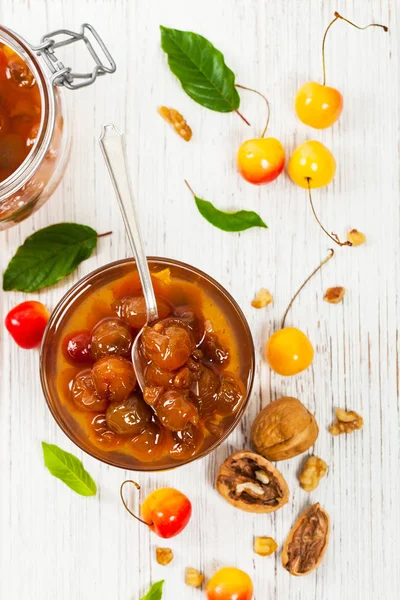 Cherry Jam with Nuts — Stock Photo, Image