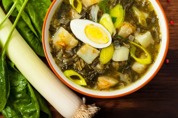 Zuppa verde con spinaci — Foto Stock