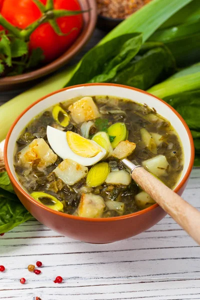 Зелений суп з шпинату — стокове фото