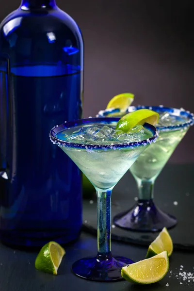 Blue Margarita Koktajl Alkoholowy Selektywny Fokus — Zdjęcie stockowe