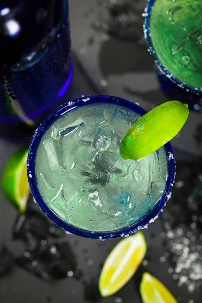Blue Margarita Alcoholic Cocktail Selective Focus — Stock Photo, Image