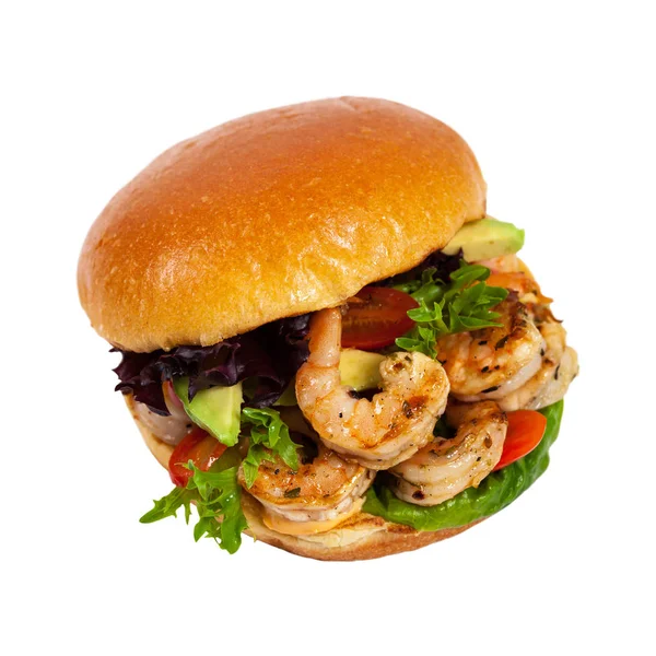Shrimp Burgers Isolated on White background. Selective focus.