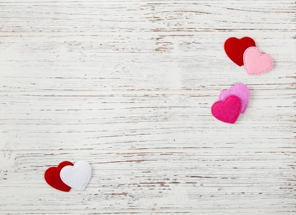 Tarjeta Fondo Del Día San Valentín Con Corazones Tela Sobre — Foto de Stock