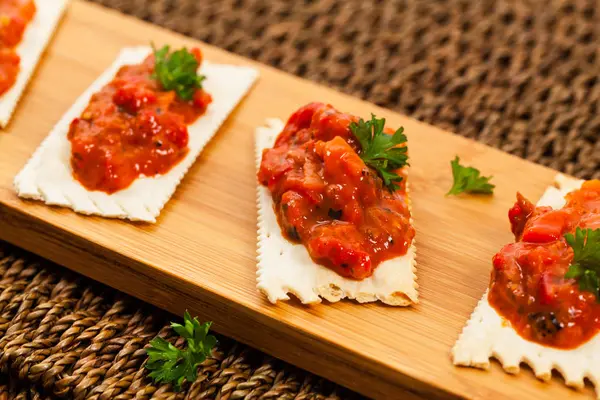 Geröstete Paprika Vorspeise Salat Aufstrich Selektiver Fokus — Stockfoto