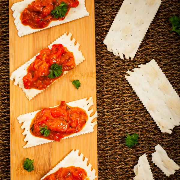 Geröstete Paprika Vorspeise Salat Aufstrich Selektiver Fokus — Stockfoto