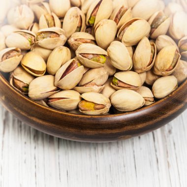 Deniz tuz kavrulmuş fıstık arka plan. Seçici odak.