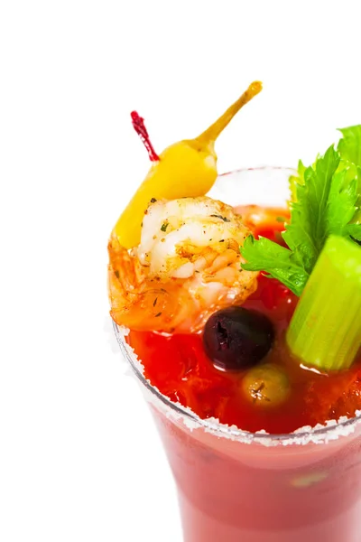 Bloody Mary Cocktail Geïsoleerd Een Witte Achtergrond Selectieve Aandacht — Stockfoto