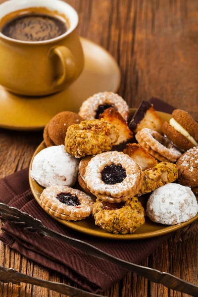 Homemade European Bakery Style Cookies Variety Flavors Selective Focus — Stock Photo, Image