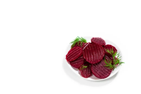 Pickled Beets Isolated White Background Selective Focus — 图库照片