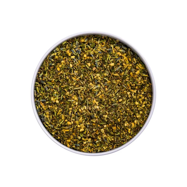 Provence Herbs Spice with dried lavender flowers Isolated on White Background. Selective focus. — Stock Image Provence Herbs Spice Dried Lavender Flowers Isolated White Background Selective Stock Photo