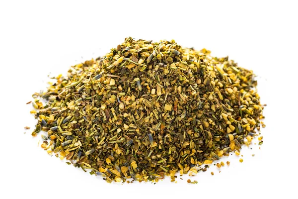 Provence Herbs Spice with dried lavender flowers Isolated on White Background. Selective focus. — Stock Image Provence Herbs Spice Dried Lavender Flowers Isolated White Background Selective Stock Photo