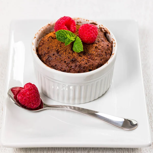 Мікрохвильове Шоколадне Печиво Негайний Шоколадний Торт Portion Bowl Вибіркове Зосередження — стокове фото