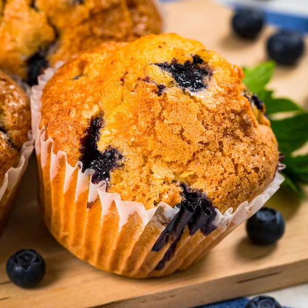 Blueberry Muffin Fresh Blueberries Selective Focus — Stock Photo, Image