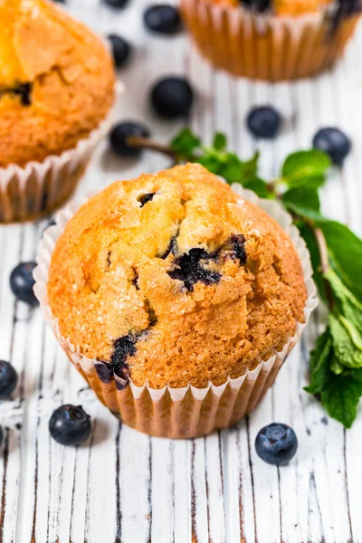 Muffins Blueberries Fresh Blueberries Selective Focus — Stock Photo, Image