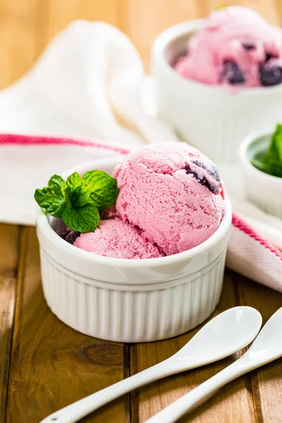 Cherry Vanilla Nonfat Frozen Yogurt. Selective focus.