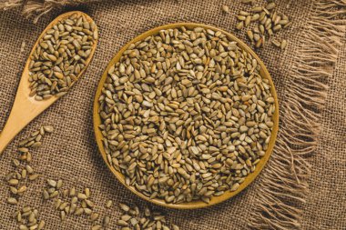 Ayçiçeği Çekirdekleri Kızarmış Tohumlar Arkaplanı. Seçici odak.