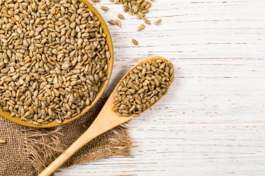 Ayçiçeği Çekirdekleri Kızarmış Tohumlar Arkaplanı. Seçici odak.