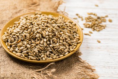 Ayçiçeği Çekirdekleri Kızarmış Tohumlar Arkaplanı. Seçici odak.