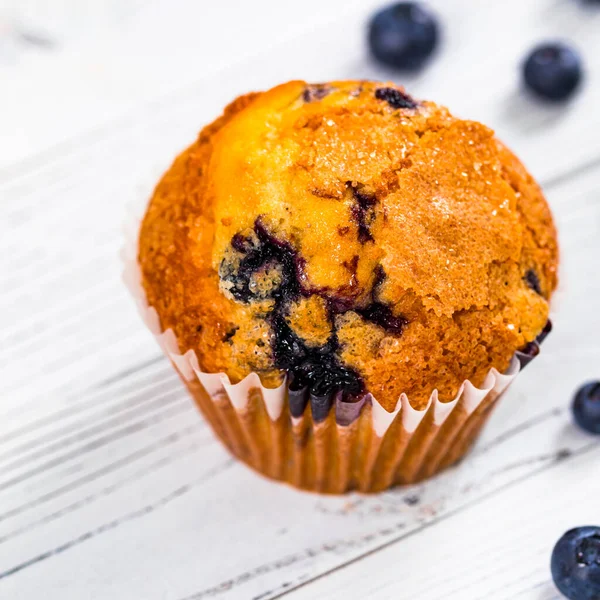 Zelfgemaakte Verse Bosbessen Muffin Selectieve Focus — Stockfoto