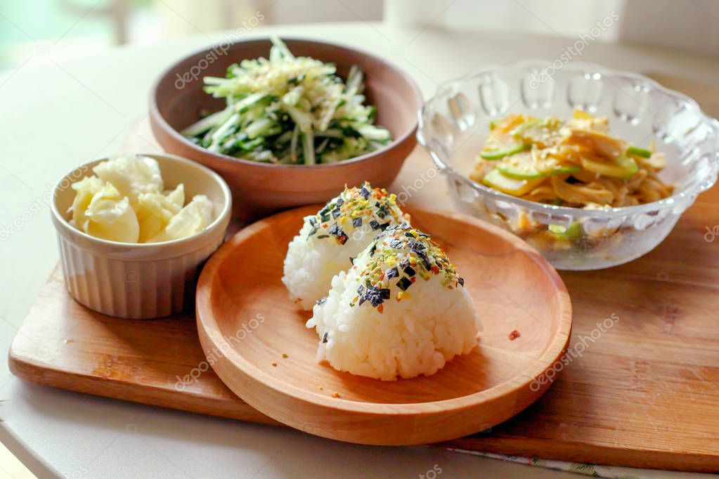 Light Japanese mail with rice and vegetable 
