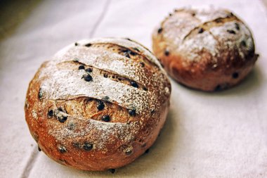 rustik İtalyan ekmeği kuru üzüm ile