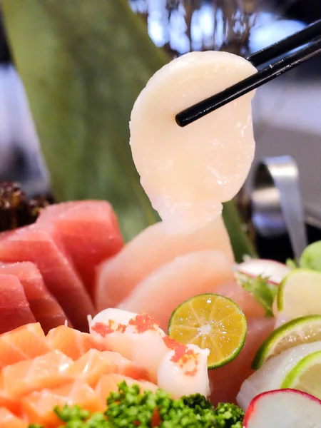 Close up of japanse sashimi made from fresh seafood in local jap — Stock Photo, Image