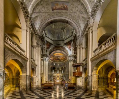Inside Church of San Fedele, Como, Italy, 12th century clipart