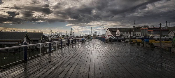 Richmond fisherman's wharf after shower, Vancouver, BC, Canada — Stock Photo, Image