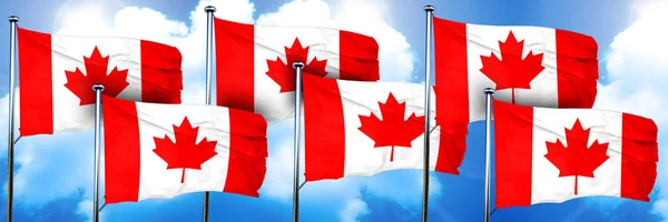 加拿大国旗 3D渲染 在云端背景 — 图库照片
