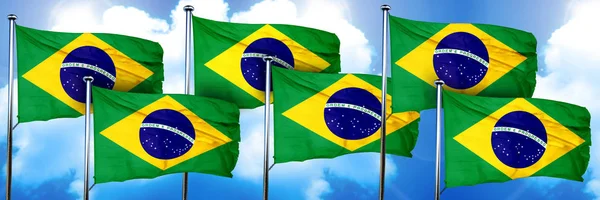 Brasil Flags Rendering Cloud Background — ストック写真