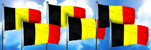 Belçika Bayrakları Görüntüleme Bulut Arkaplan Üzerinde — Stok fotoğraf