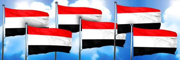 Yemen Flags Rendering Cloud Background — ストック写真