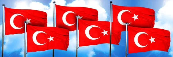 Drapeaux Turquie Rendu Sur Fond Nuage — Photo