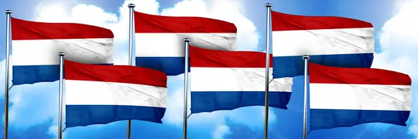 Banderas Los Países Bajos Representación Fondo Nuboso —  Fotos de Stock