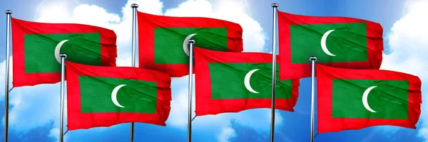 Maldives Flags Rendering Cloud Background — Stock Photo, Image