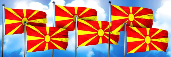 Makedonien Flaggor Rendering Ett Moln Bakgrund — Stockfoto