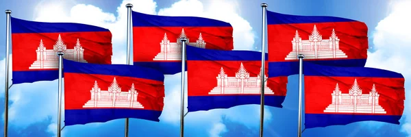 Cambodja Vlaggen Rendering Een Wolk Achtergrond — Stockfoto