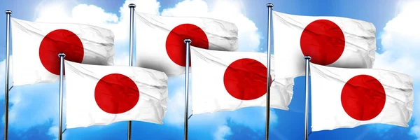 Bandeiras Japão Renderização Fundo Nuvem — Fotografia de Stock