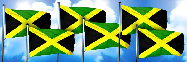 Jamaica Flags Rendering Cloud Background — 스톡 사진