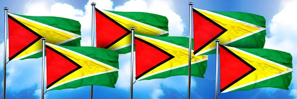 Guyana Flags Rendering Cloud Background — 스톡 사진
