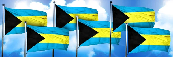 Banderas Bahamas Representación Sobre Fondo Nuboso — Foto de Stock