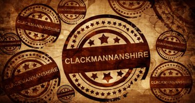 Clackmannanshire, kağıt arka plan üzerinde vintage damgası