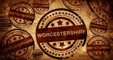 Worcestershire, kağıt arka plan üzerinde vintage damgası