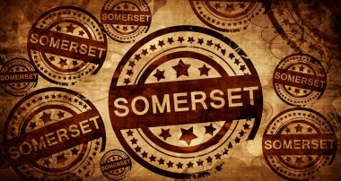 Somerset, kağıt arka plan üzerinde vintage damgası