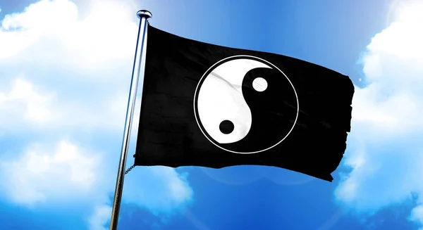 Yin Yang Symbol Flag Rendering — 스톡 사진